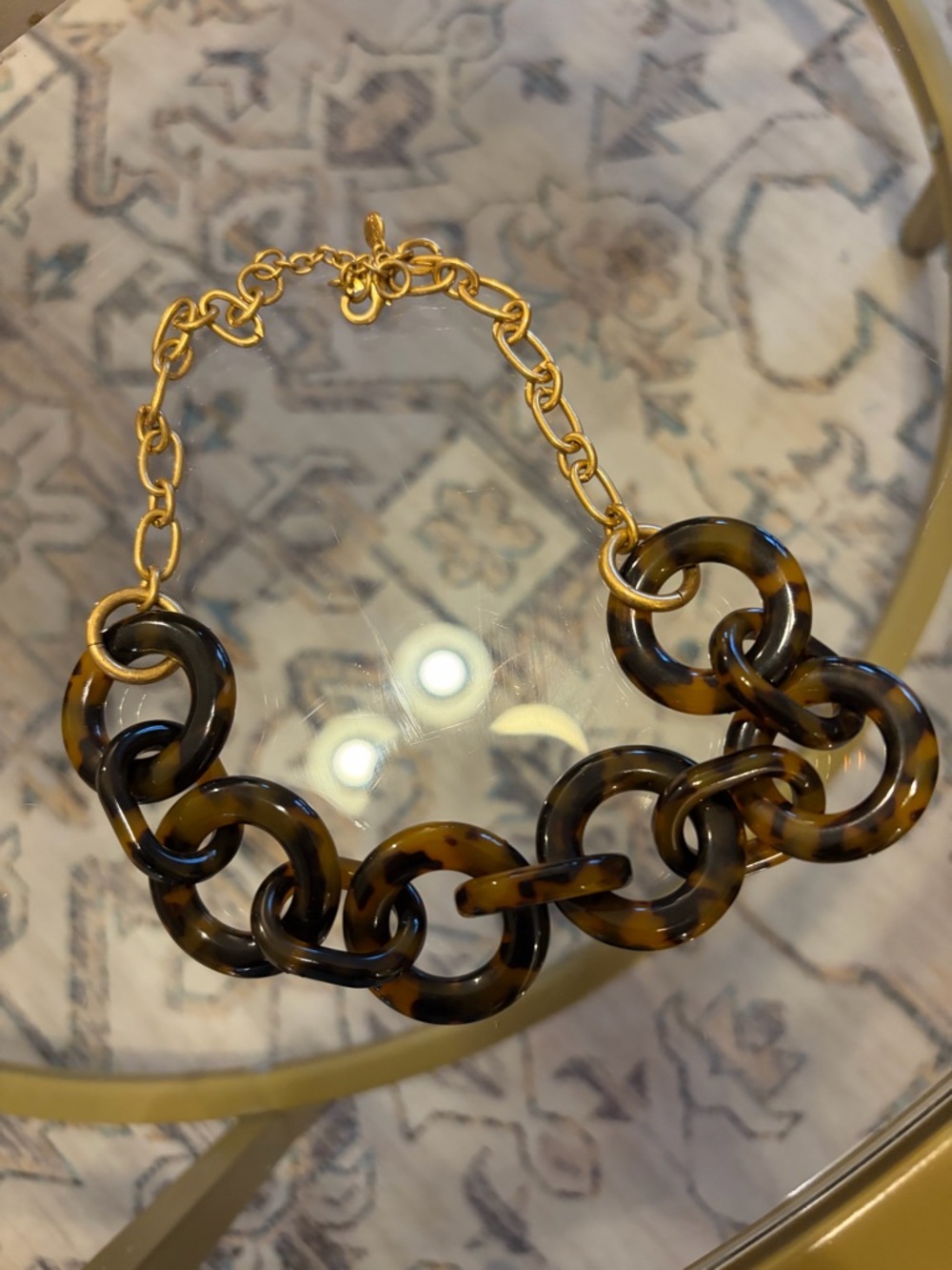 J.CREW Lucite Tortoise Shell Link Necklace - Picture 3 of 6